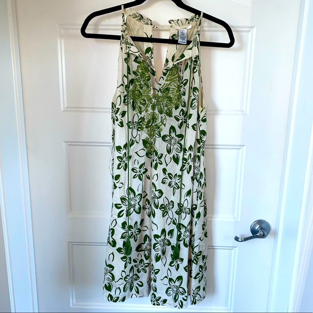 Green floral swing dress